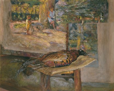 絵画とキジのあるインテリア、1928（キャンバスにテンペラとパステル） 作： Edouard Vuillard