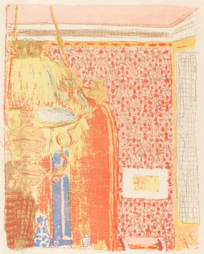 ピンクの壁紙を使ったインテリアⅢ 作： Edouard Vuillard