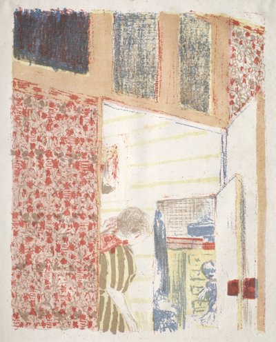 ピンクの壁紙を使ったインテリアⅢ 作： Edouard Vuillard