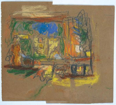 窓から部屋をのぞく 作： Edouard Vuillard
