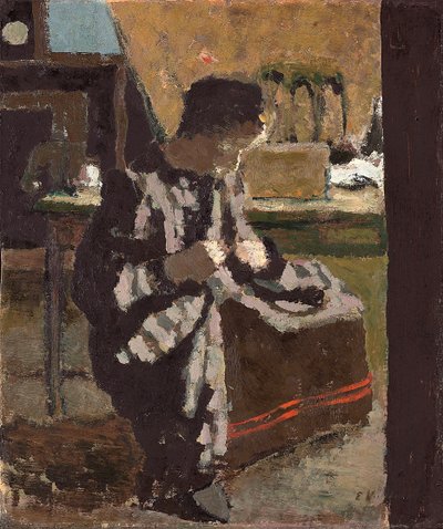 La Couture, c.1893 (油彩、紙をボードに敷く) 作： Edouard Vuillard
