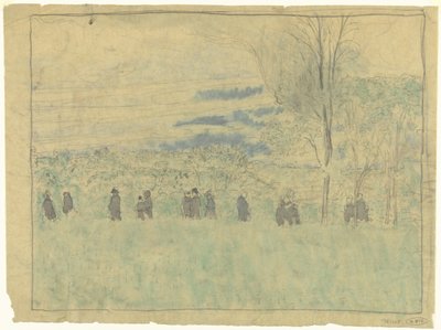 歩行者のいる風景：葬列(?) 作： Edouard Vuillard