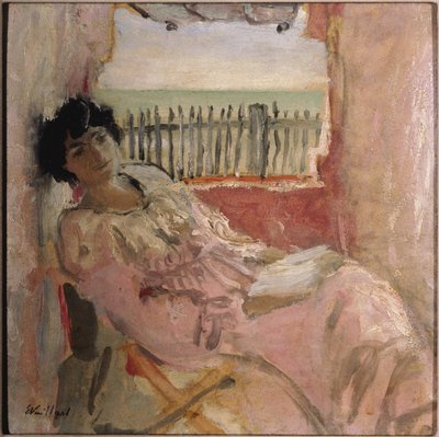 海岸でのルーシーヘッセル、1904年 作： Edouard Vuillard