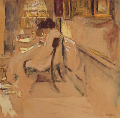 ランプの下でのマダムヘッセルの縫製、1905年頃 作： Edouard Vuillard