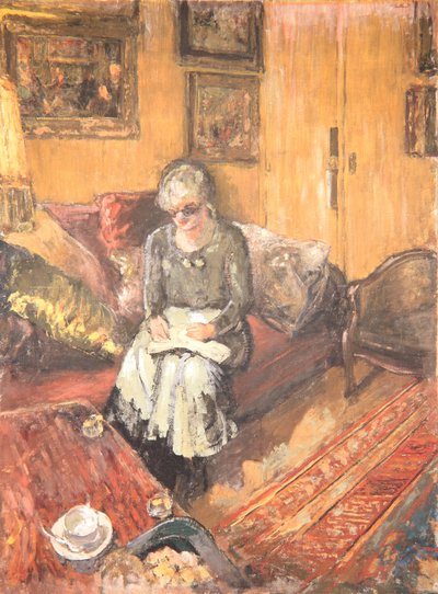 ブドワールのヘダム夫人、ナポリ通り、1935年頃（キャンバス上のジステンパー） 作： Edouard Vuillard