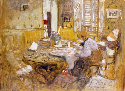 ダイニングルームでのマダムヴィラードレディング、rue Truffant。部屋でウィダード夫人の読書？食べる、rue Truffant、1903 作： Edouard Vuillard