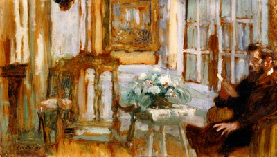 彼のリビングルームでのムッシュー・アーサー・フォンテーヌ、1904 作： Edouard Vuillard