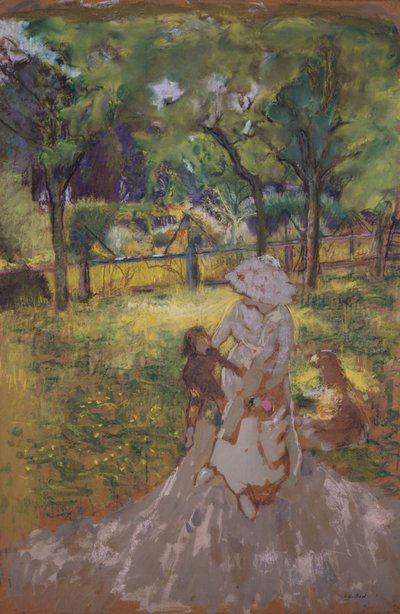 庭の母と子 作： Edouard Vuillard