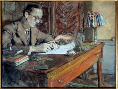 ジャン・ジロドゥ（1882 - 1944）の肖像 20世紀のフランスの作家。パリ、フランスのコメディ（油彩・キャンバス 作： Edouard Vuillard