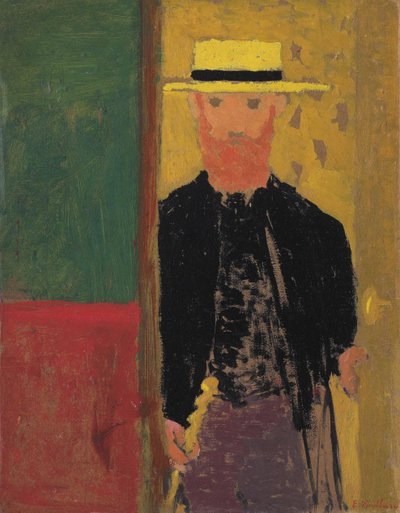 麦わら帽子をかぶった自画像、1892年頃。 作： Edouard Vuillard