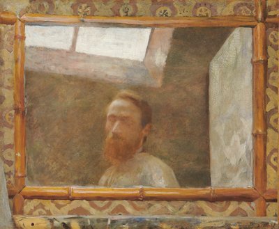 竹の鏡を使った自画像。竹の鏡付き自画像、1890年頃 作： Edouard Vuillard