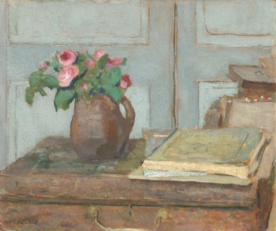 アーティストの絵の具箱とモス ローズ 作： Edouard Vuillard