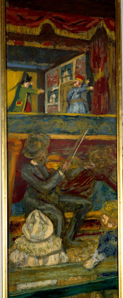 ギニョール劇場 バイオリン奏者と人形劇（詳細） 20世紀 油彩・キャンバス 作： Edouard Vuillard