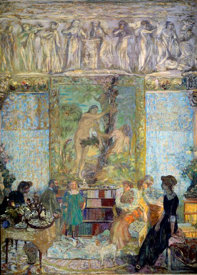 図書館 手前はバシアノ公女マルグリット・カエターニ 作： Edouard Vuillard