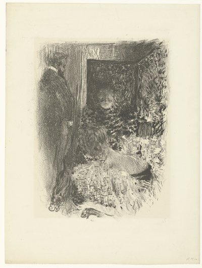 照らされたインテリアの 2 人の女性と男性 親密 作： Edouard Vuillard