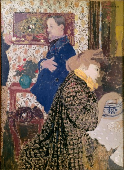 サンフロランタン通りのダイニングルームにいるヴァロットンとミシア 作： Edouard Vuillard