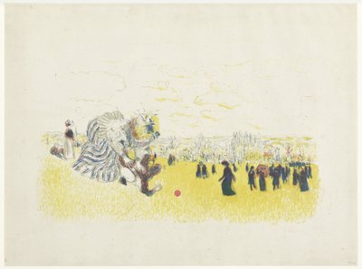 ウォーカーと一緒に公園で遊ぶ女性と子供 ジュ・ダンファン 作： Edouard Vuillard