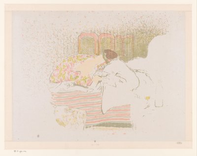 ベッドで子供を持つ女性 ラ・ネッサンス・ダネット 作： Edouard Vuillard