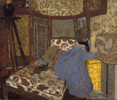 子供と青い服の女 1899年頃 油彩・厚紙 作： Edouard Vuillard