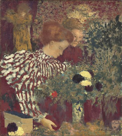 縞模様のドレスを着た女性 作： Edouard Vuillard