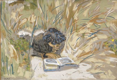 女性の読書、1909年頃（紙にジステンパー） 作： Edouard Vuillard