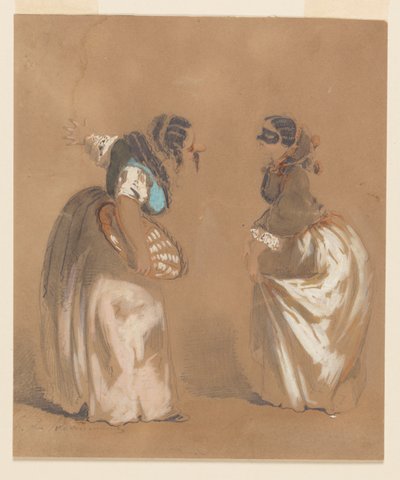 お辞儀をする2人の仮面の女性 作： Edouard de Beaumont