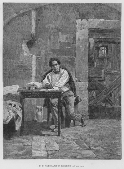 F D Guerrazzi In Prison (Engraving) 作： Edouardo Matania