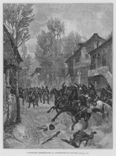 フランス人によるサボイ遠征隊の撃退（版画 作： Edouardo Matania