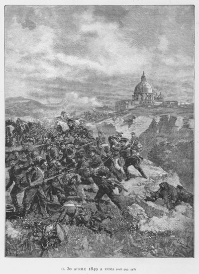 1849年4月30日 ローマにて（エングレービング 作： Edouardo Matania