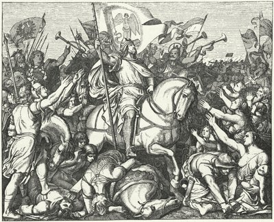 933年、リアデの戦いでマジャール人に勝利した東フランシスコ王ヘンリー・ザ・ファウラー 作： Eduard Bendemann