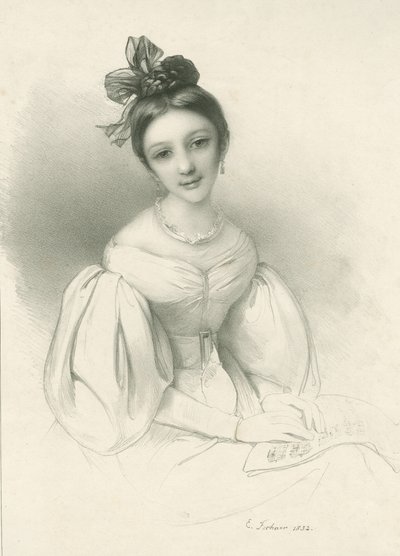 クララ・ヴィーク＝シューマンの肖像 1819-1896, 1832. 作： Eduard Clemens Fechner