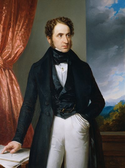ヴァイオリン奏者で作曲家のヨーゼフ・ベネシュの肖像 1795～1873年、1840年。 作： Eduard Ender