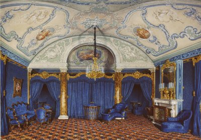 冬宮殿のインテリア。 4番目の予約済みアパートメント。ベッドルーム、1868 作： Eduard Hau