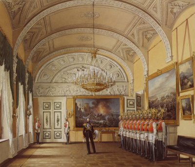 冬宮殿のインテリア。ガードルーム、1864 作： Eduard Hau