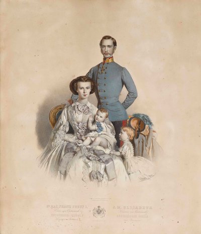 フランシス・ヨーゼフ1世とオーストリアのエリザベートとの間に生まれた子供、ギゼラとルドルフ 作： Eduard Kaiser