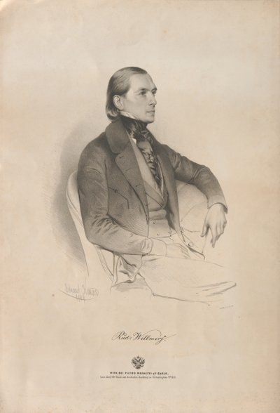 ピアニストで作曲家のルドルフ・ハインリッヒ・ウィルマースの肖像 1821-1878, 1849. 作： Eduard Kaiser