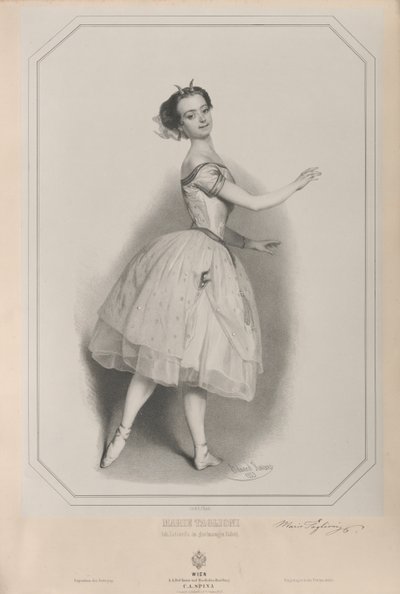 バレリーナ マリー タリオーニ 1804 ～ 1884 年のサタネラの肖像、1853 年。 作： Eduard Kaiser