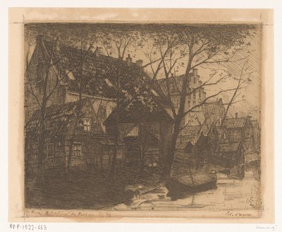 水辺の家々の裏 作： Eduard Karsen (signed by artist)