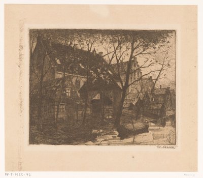 水辺の家々の裏 作： Eduard Karsen (signed by artist)