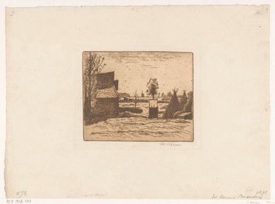 納屋と干し草の山がある農場 農場 (オブジェクトのタイトル) 作： Eduard Karsen (signed by artist)