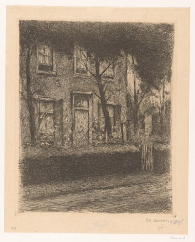 生け垣のある家の前庭 作： Eduard Karsen (signed by artist)