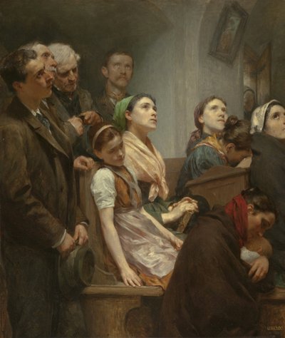 Le sermon - 説教 - Eduard Lebiedzki (1862-1915)。 キャンバスに油彩 作： Eduard Lebiedzki