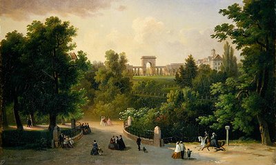 カールスラント庭園からフリードリヒスプラッツまでの眺め 作： Eduard Stiegel