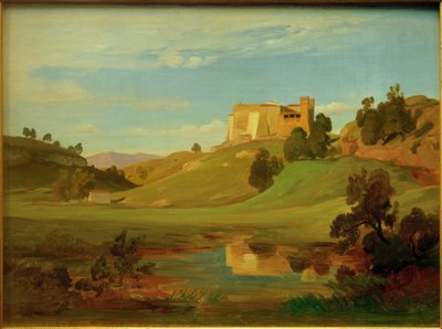 EWPose、広い谷のあるイタリアの風景 作： Eduard Wilhelm Pose