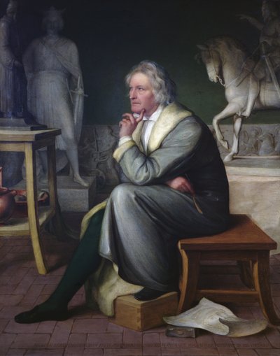 ローマの彼のスタジオでのベルテルソーヴァルセン、1834 作： Eduard von Heuss