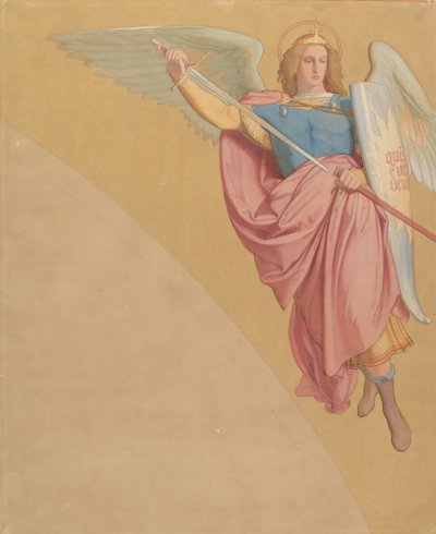 剣を抜く大天使、1825-86年。 作： Eduard von Steinle