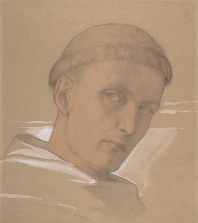 マドンナと子供の絵のための聖アウグスティヌスの頭の習作、1846年。 作： Eduard von Steinle