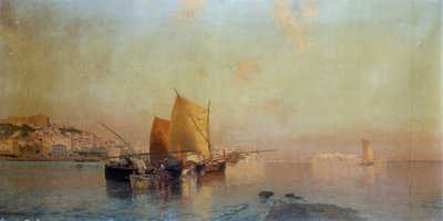 ナポリの港と船 作： Eduardo Dalbono