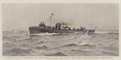海軍への最新の追加、HMS Havock、新しい魚雷艇駆逐艦 作： Eduardo de Martino