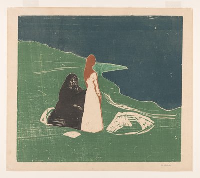 海辺の二人の女 (原題) 作： Edvard Munch (signed by artist)